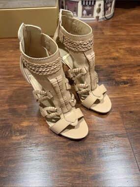 Marciano Braided Strappy High Heel Sandals - Beige size 6 1/2